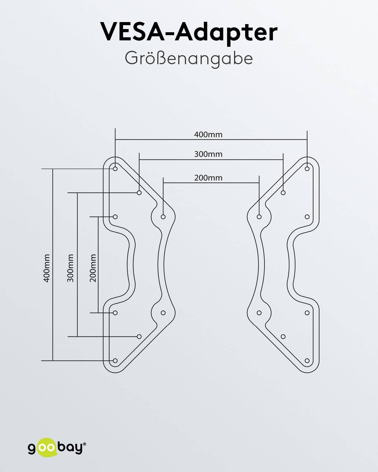 Goobay 60134 VESA-Adapter für TV-Wandhalterung, VESA-Adapterplatte erweitert Halterung auf 400x400 mm, bis 30 kg Schwarz-2