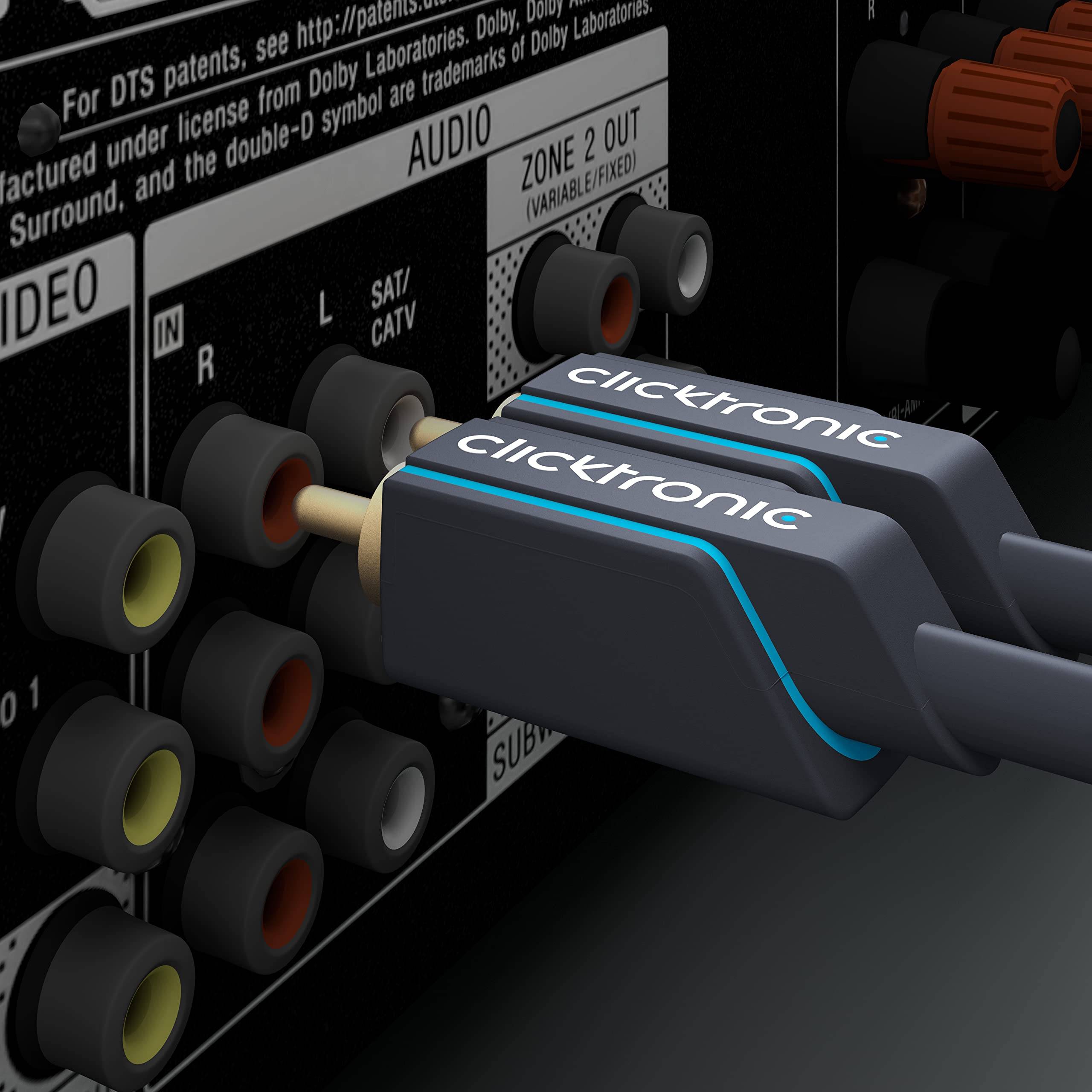 Clicktronic 70376 Cinch Kabel Stereo Audiokabel doppelt geschirmt vergoldete Cinch Stecker Audiokabel Grau 0.50 m-5