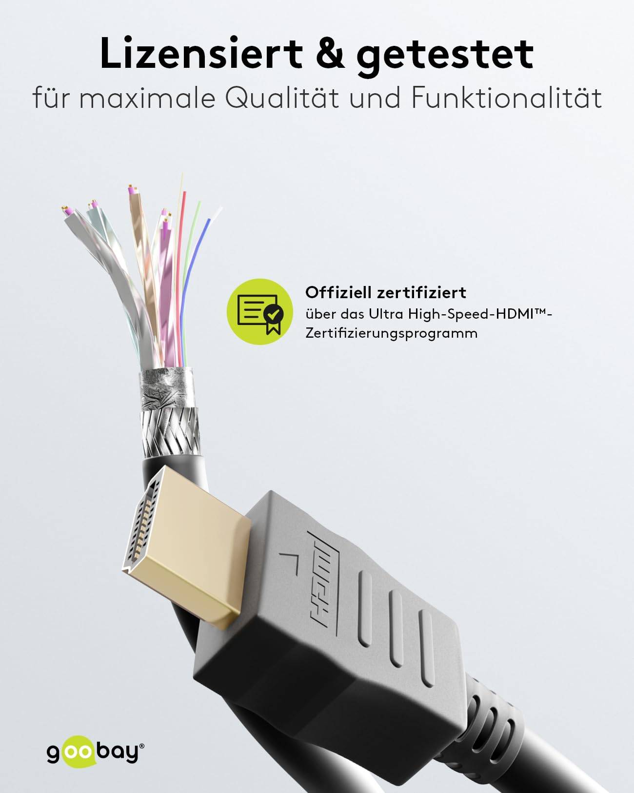 Goobay 58263 Ultra High Speed HDMI Kabel Ethernet UHD 8K @ 60 Hz Kupfer zertifiziert HDMI Anschlusskabel Schwarz 1m-3
