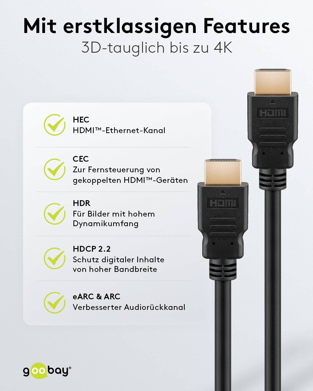 Goobay 58263 Ultra High Speed HDMI Kabel Ethernet UHD 8K @ 60 Hz Kupfer zertifiziert HDMI Anschlusskabel Schwarz 1m-4