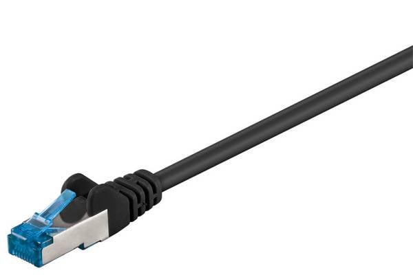 Goobay 93787 CAT 6 A Netzwerkkabel RJ45 Stecker Kupfer CU halogenfrei Ethernet LAN Kabel S/FTP Internetkabel Schwarz 3m
