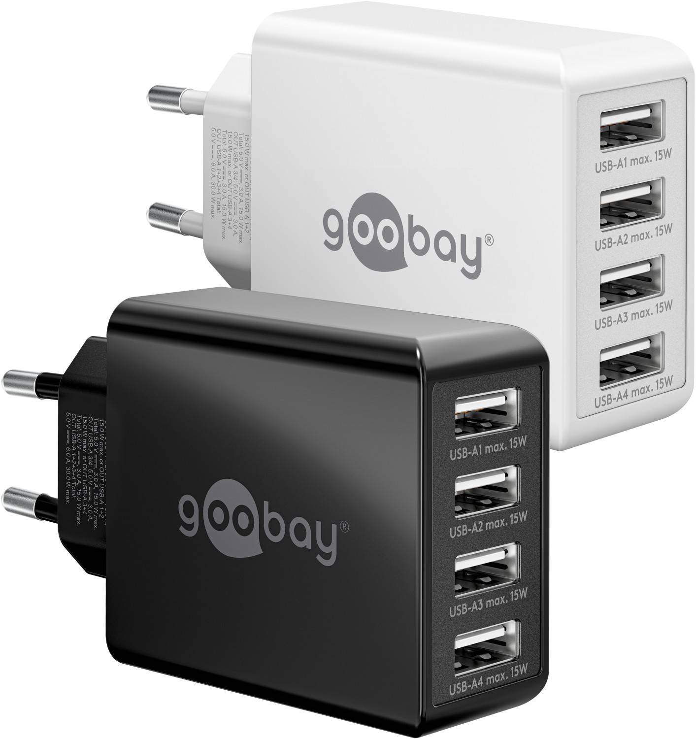 Goobay 44953 USB-A Netzteil 30W / 4fach Universal Ladegerät Apple Samsung / USB A Adapter / 4 Port Ladestecker / Schwarz-0