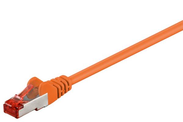 Goobay 95570 CAT 6 Netzwerkkabel RJ45 Stecker 250 MHz Ethernet CCA LAN Kabel S/FTP PiMF Schirmung Patchkabel Orange 1,5m