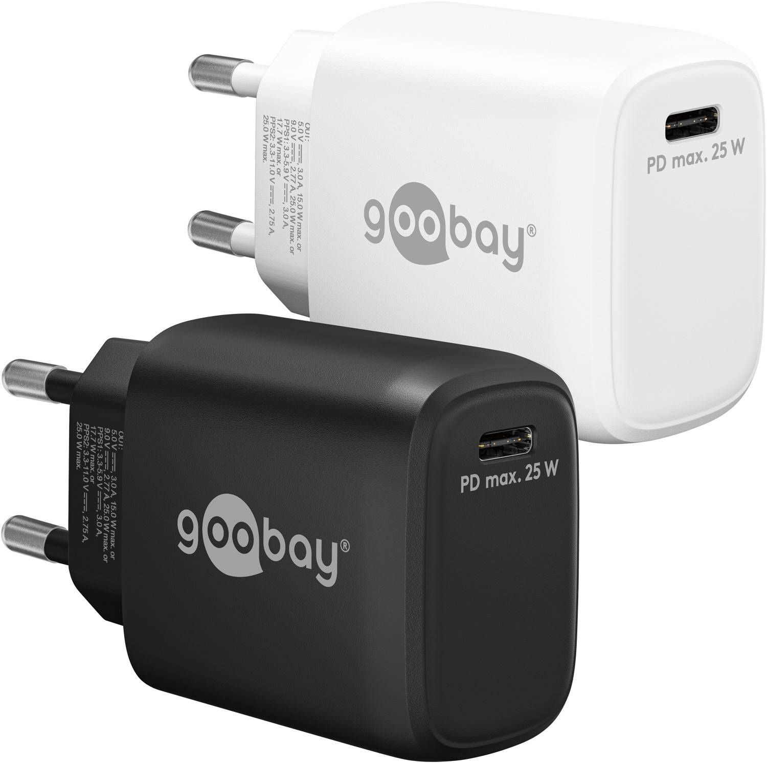 Goobay 65368 USB-C Netzteil 25W Power Delivery Charger / Universal Ladegerät Handy & Tablet / Mini USB-C Adapter / Weiß-0