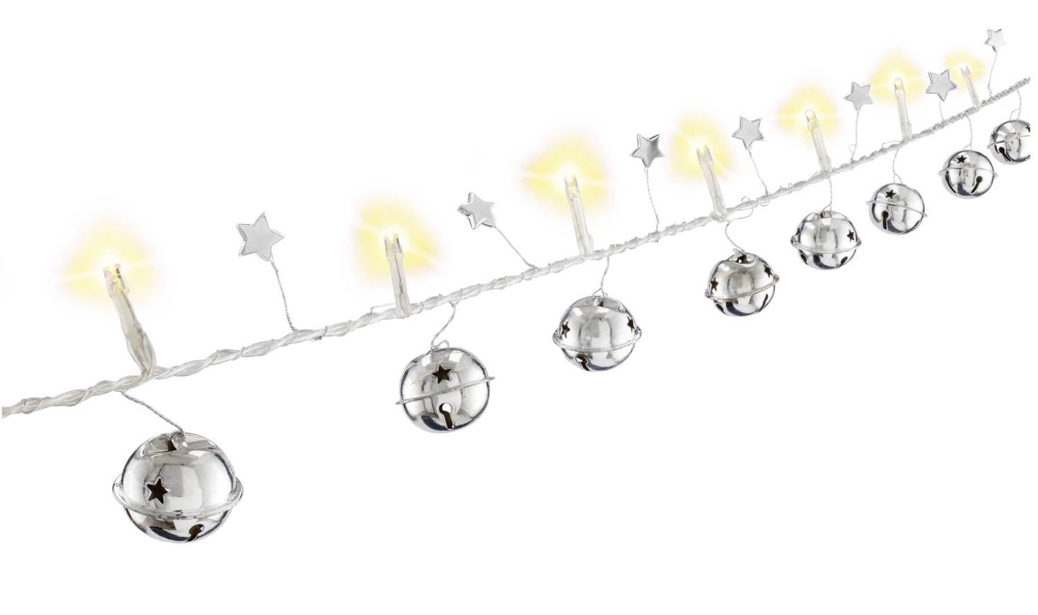 Goobay 57949 LED-Lichterkette 10 warmweiße LED mit Timer, Weihnachtsbeleuchtung Glöckchen Lichterkette mit Batterie-0
