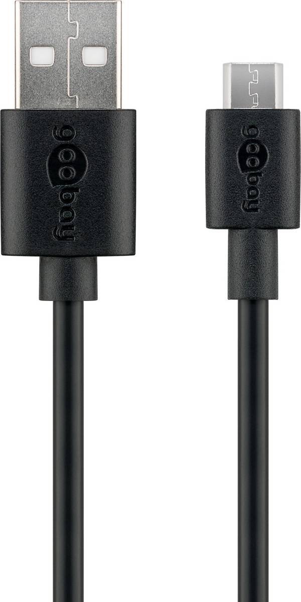 Goobay 72227 USB A auf Micro USB Kabel / 2,5 A Schnellladekabel 480 Mbits / USB 2.0 Typ B Adapterkabel / Schwarz / 1m