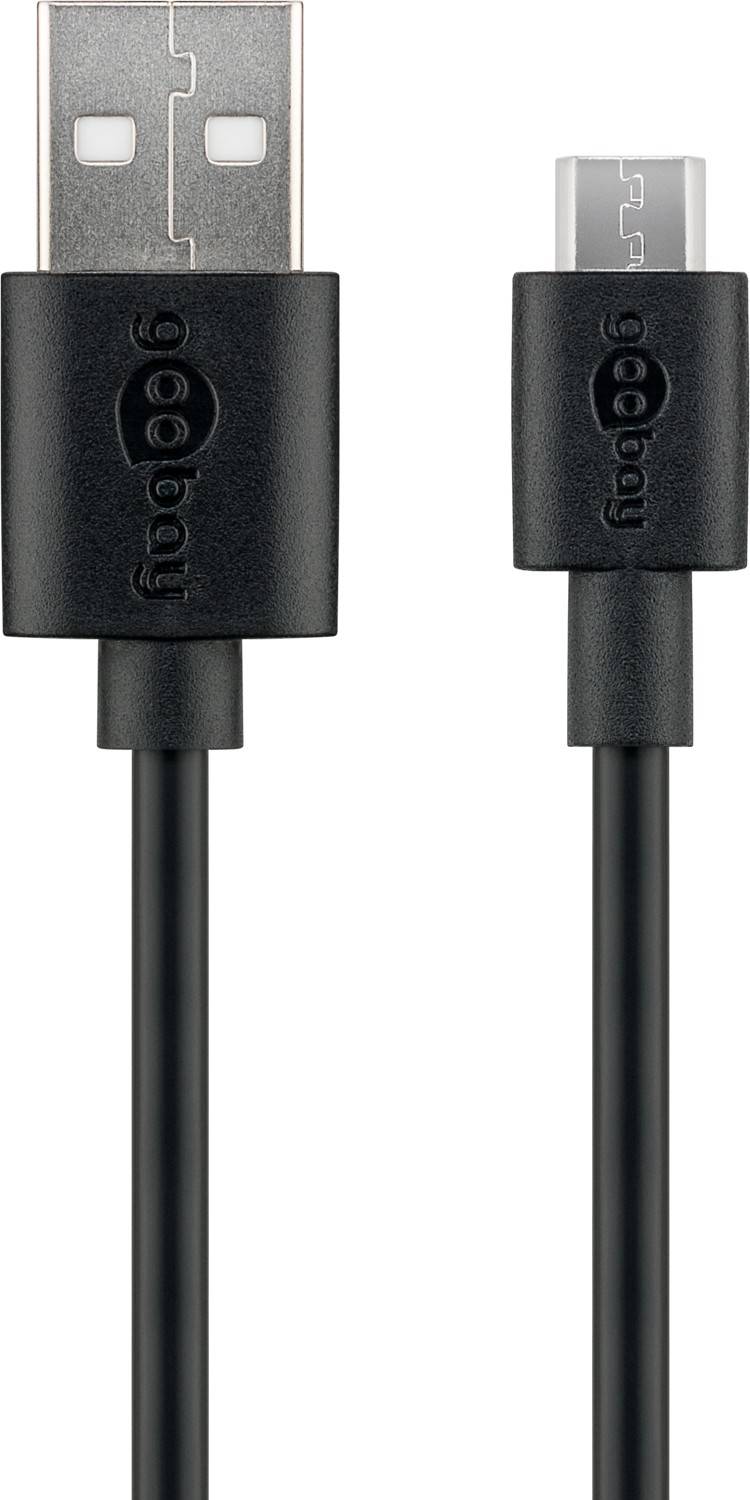 Goobay 72227 USB A auf Micro USB Kabel / 2,5 A Schnellladekabel 480 Mbits / USB 2.0 Typ B Adapterkabel / Schwarz / 1m-0