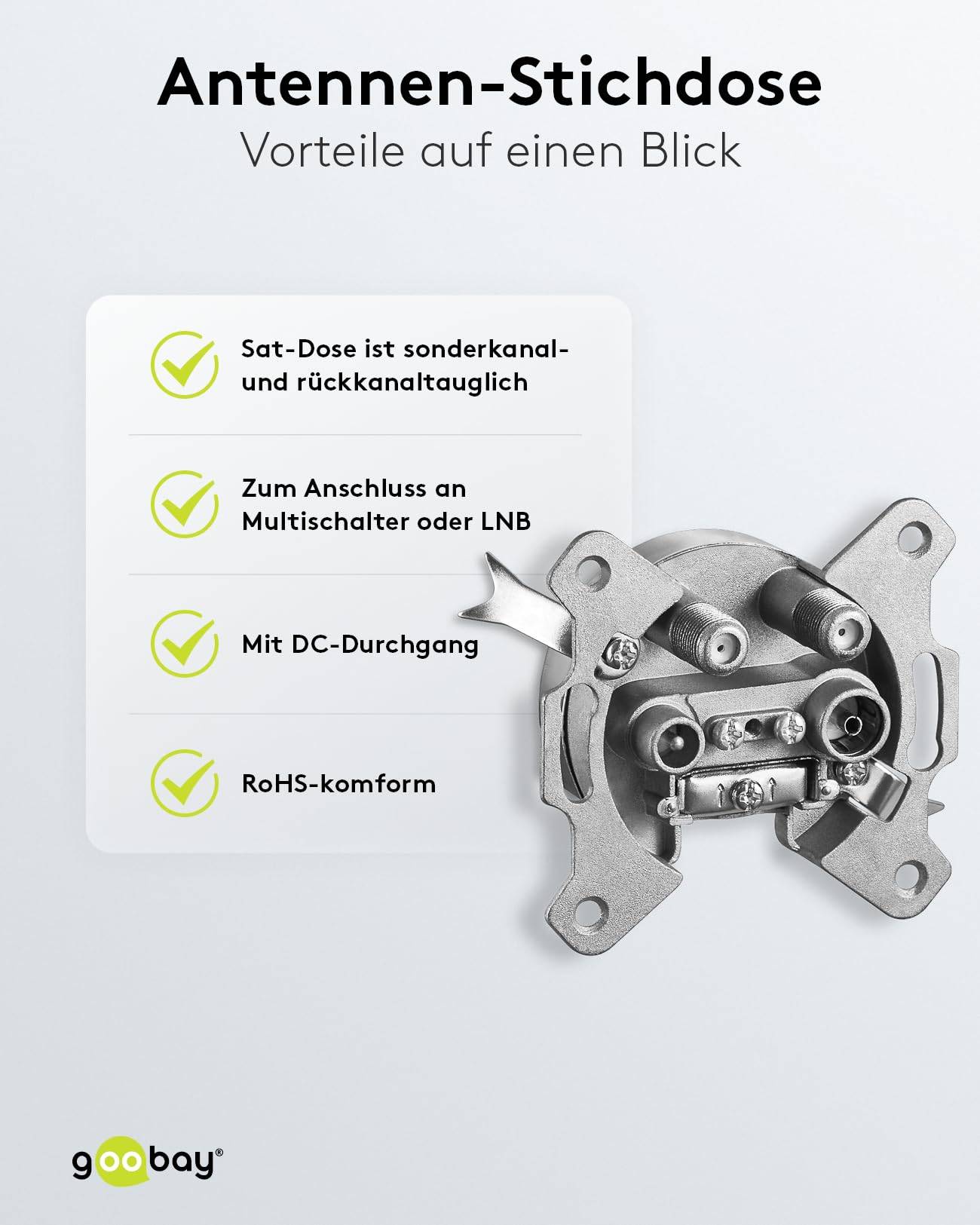 Goobay 67049 SAT Antennensteckdose 4 Loch Antennenkabel Durchgangsdose Steckdose / Stich- Enddose / Multimediadose-4
