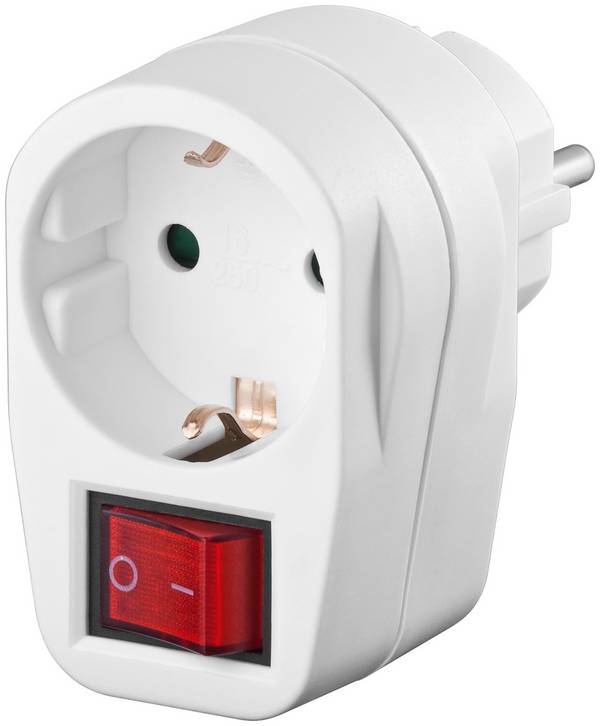 Goobay 94272 Steckdosenadapter mit Schalter & Schutzkontakt Buchse / Steckdose Adapter ohne Kabel / 3680W Adapter / Weiß