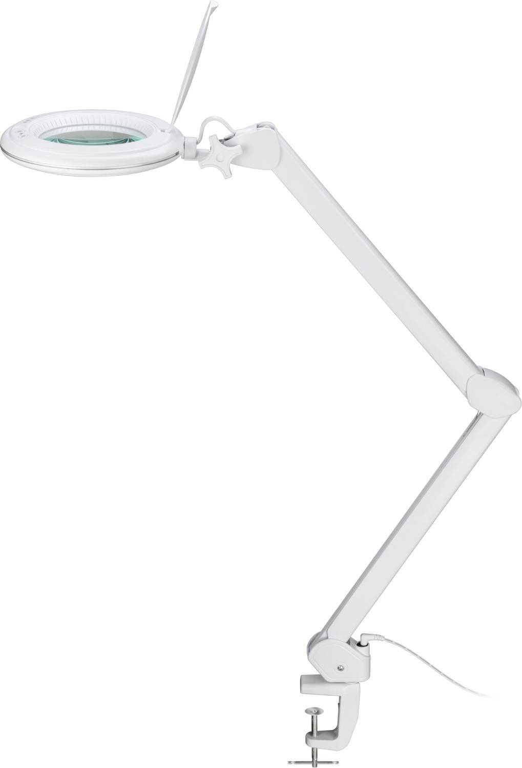Goobay 60364 LED Lupenleuchte mit Tischklemme Ø 127mm Echtglas Linse 3 Dioptrien Lupe mit Licht dimmbar Lupenlampe Weiß-0
