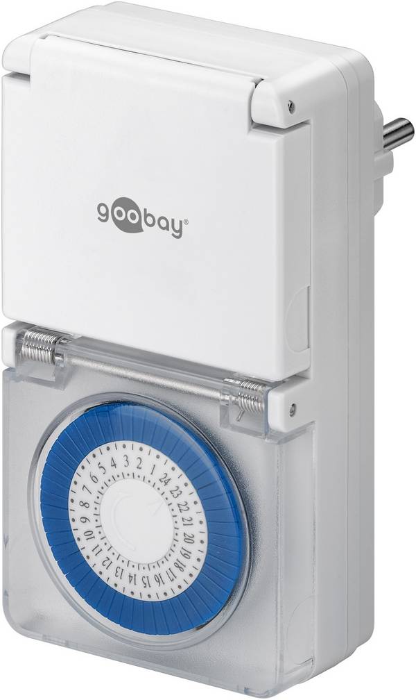 Goobay 73289 Outdoor Analoge Zeitschaltuhr 3500W / Außen Schaltuhr für Steckdose / Timer 30 Min Takt / IP44 Spritzwasser