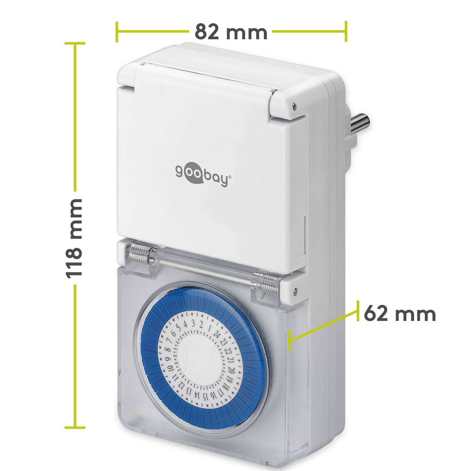 Goobay 73289 Outdoor Analoge Zeitschaltuhr 3500W / Außen Schaltuhr für Steckdose / Timer 30 Min Takt / IP44 Spritzwasser-4
