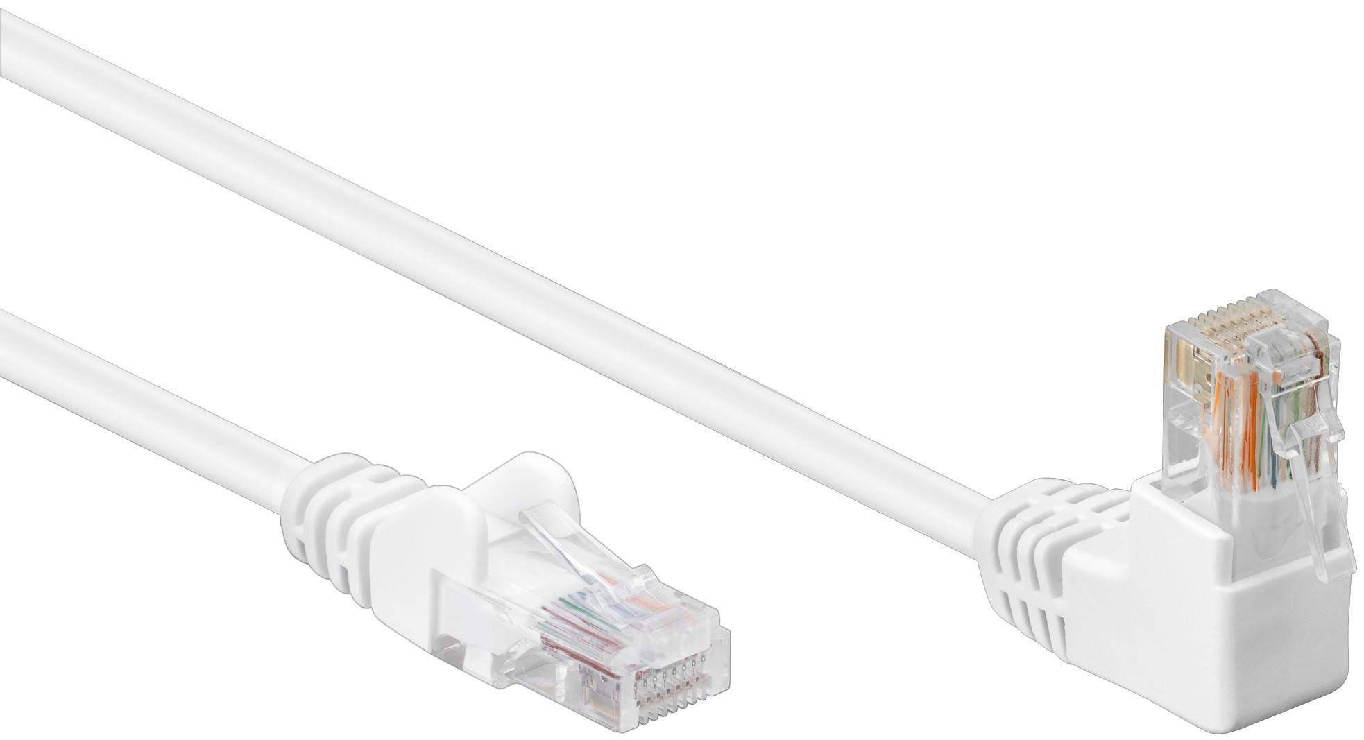 Goobay 94167 CAT 5e Netzwerkkabel U/UTP / 1x RJ45 Stecker 90 Grad gewinkelt / CCA Leiter Ethernet Kabel / Weiß / 10m-2