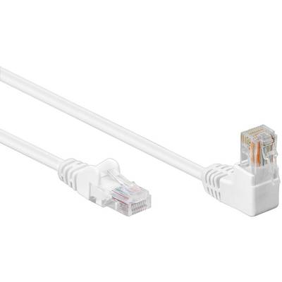Goobay 94162 CAT 5e Netzwerkkabel U/UTP / 1x RJ45 Stecker 90 Grad gewinkelt / CCA Leiter Ethernet Kabel Weiß / 0,5m-2