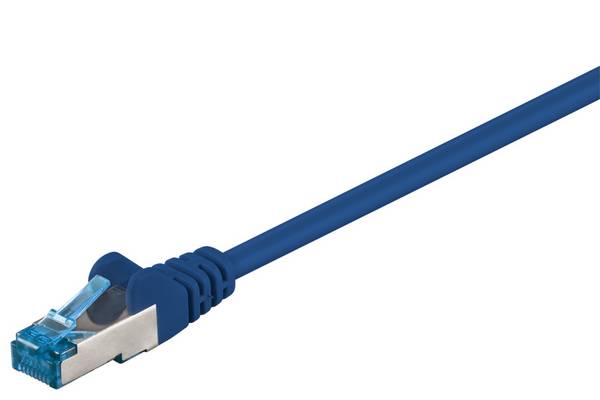 Goobay 94911 CAT 6A Netzwerkkabel RJ45 Stecker Kupfer CU halogenfrei Ethernet LAN Kabel S/FTP Internetkabel Blau 30m
