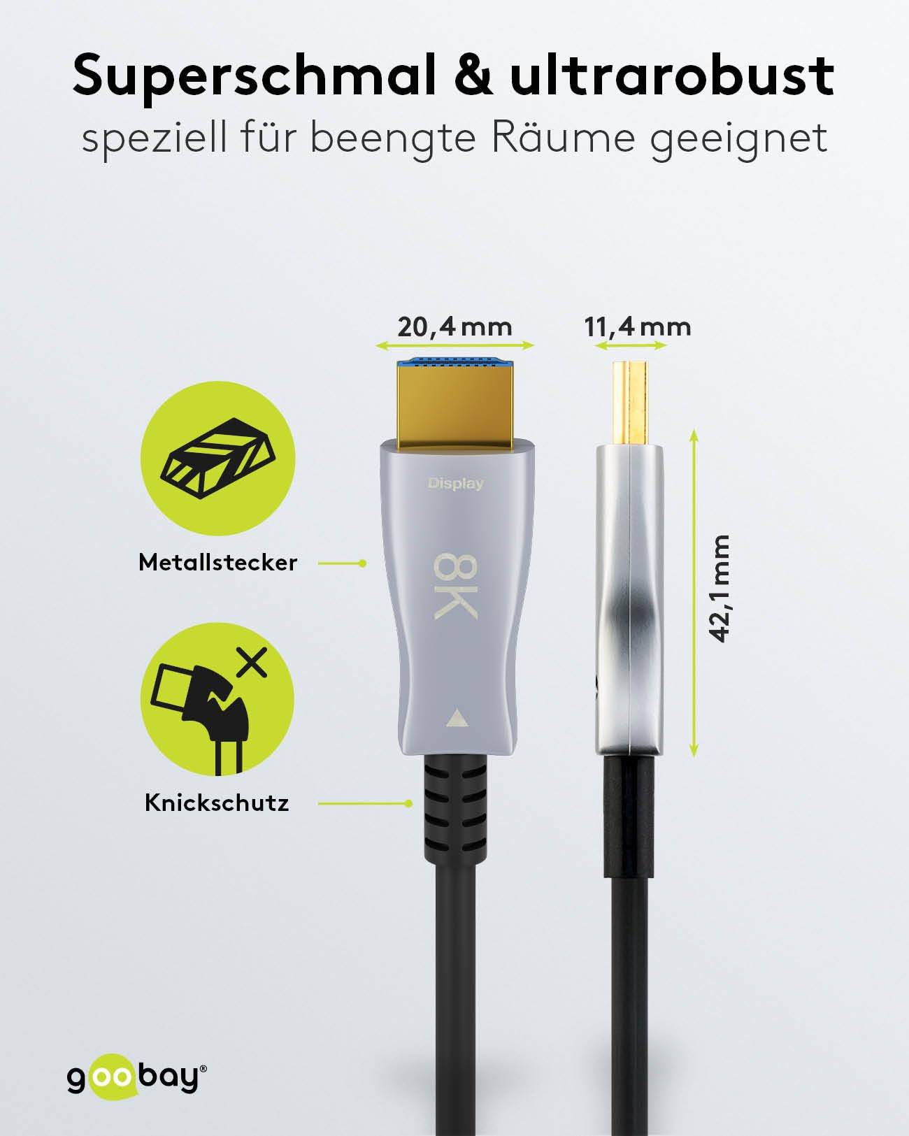 Goobay 65561 Optisches Hybrid HDMI Kabel AOC Ethernet / 8K @ 60 Hz Ultra High Speed / 48 Gbits Glasfaserkabel eARC / 40m-4