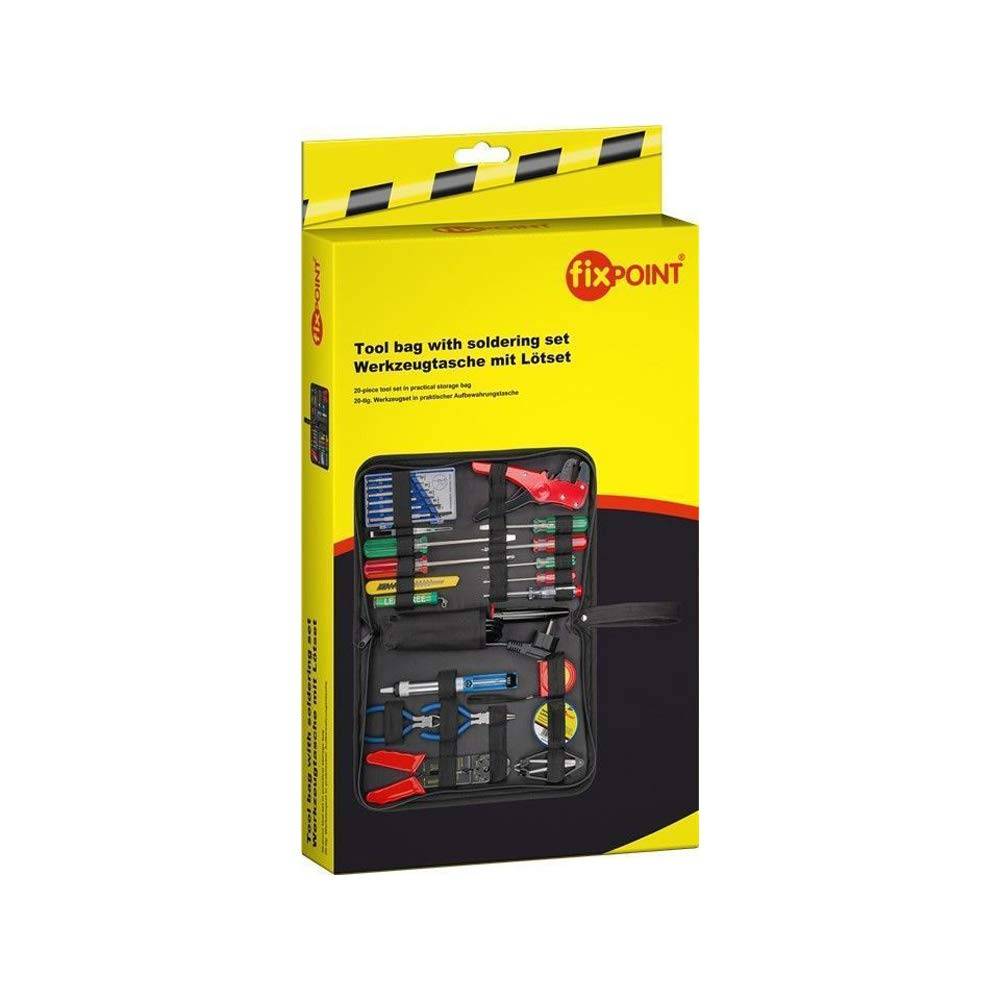 Goobay 45243 Lötkolben 30W Werkzeug Set Tasche / Entlötpumpe Lötzinn Lötfett / Schraubendreher Zange Crimpen / 20-teilig-4
