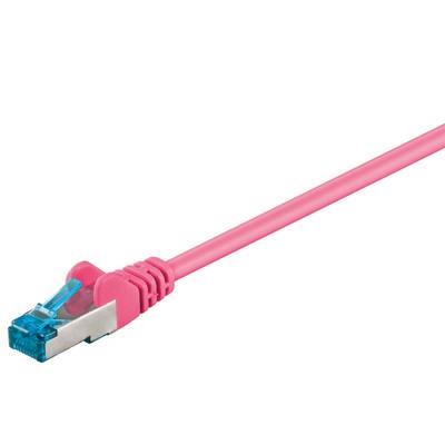 Goobay 93743 CAT 6A Netzwerkkabel RJ45 Stecker Kupfer CU halogenfrei Ethernet LAN Kabel S/FTP Internetkabel Pink 2m-0