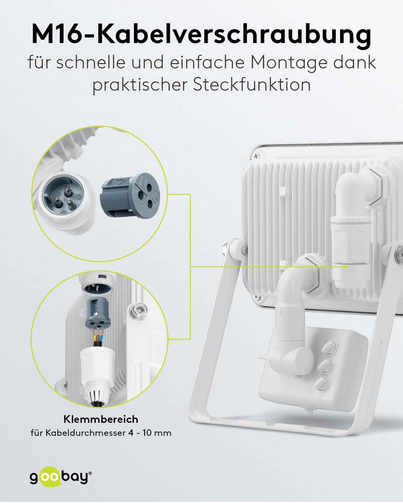 Goobay 53882 LED Außenstrahler Bewegungsmelder 30W / PIR Sensor / 2550lm Neutralweiß Scheinwerfer Außenleuchte / Weiß-5
