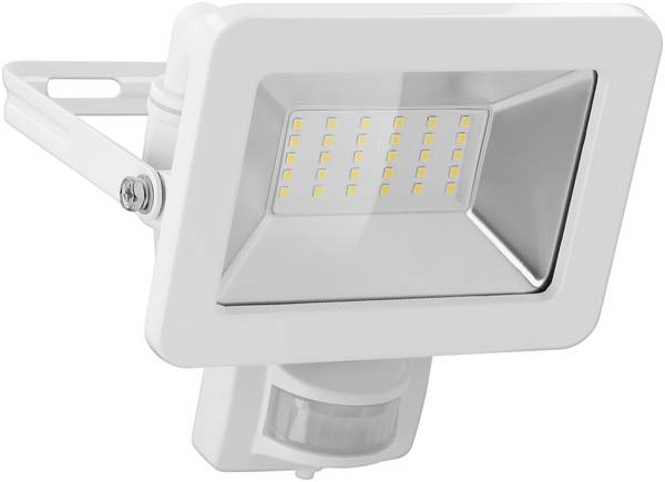 Goobay 53882 LED Außenstrahler Bewegungsmelder 30W / PIR Sensor / 2550lm Neutralweiß Scheinwerfer Außenleuchte / Weiß