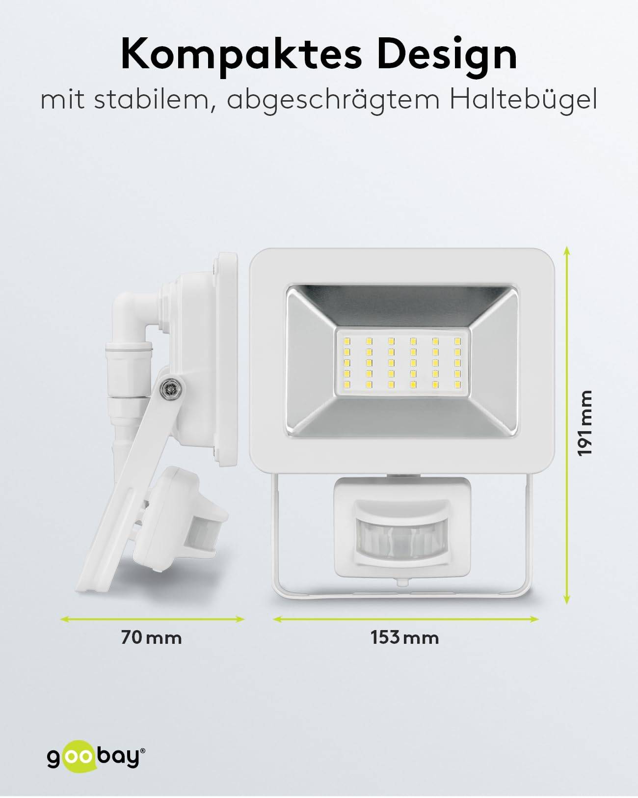 Goobay 53882 LED Außenstrahler Bewegungsmelder 30W / PIR Sensor / 2550lm Neutralweiß Scheinwerfer Außenleuchte / Weiß-2