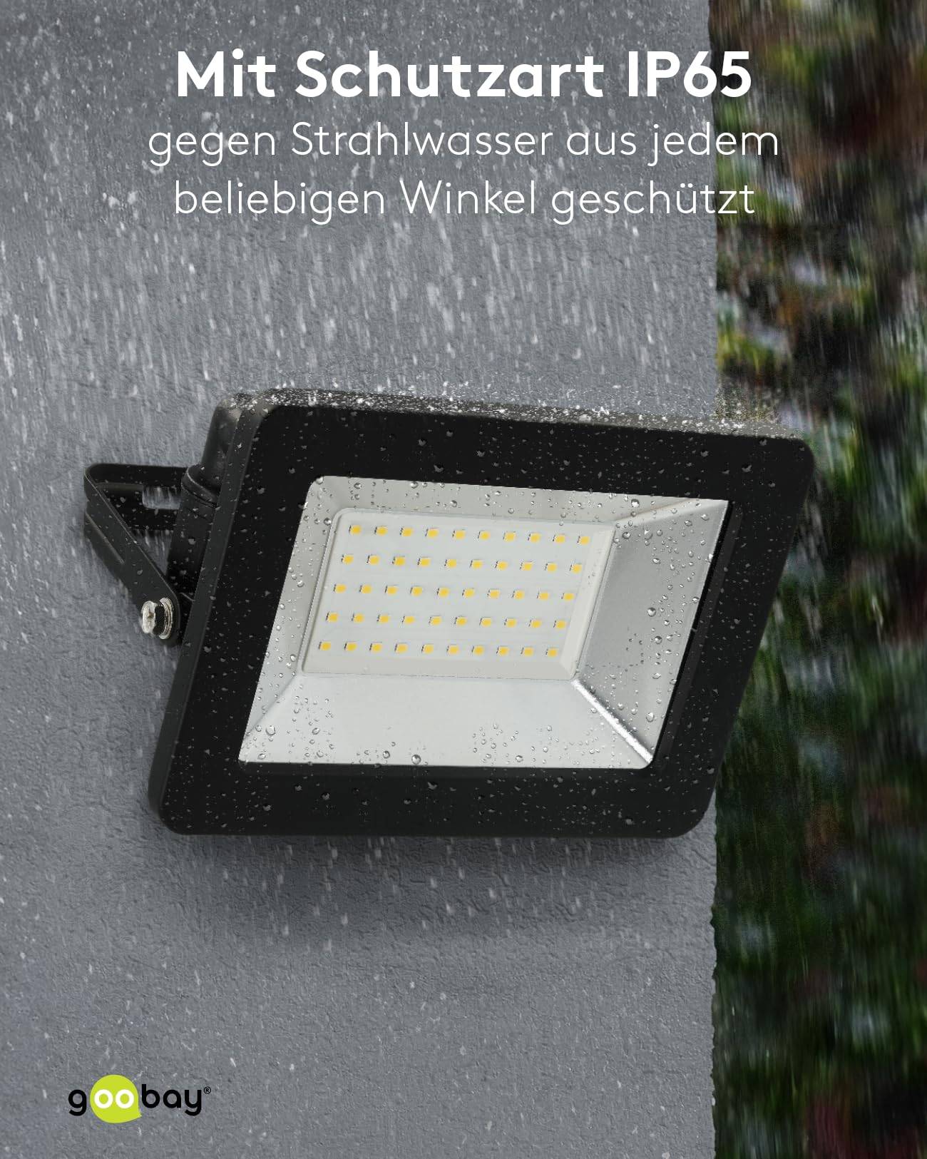 Goobay 53876 LED Strahler Außen 100W Außenstrahler 8500lm / Scheinwerfer Wandmontage Fluter / Gartenstrahler / Schwarz-6