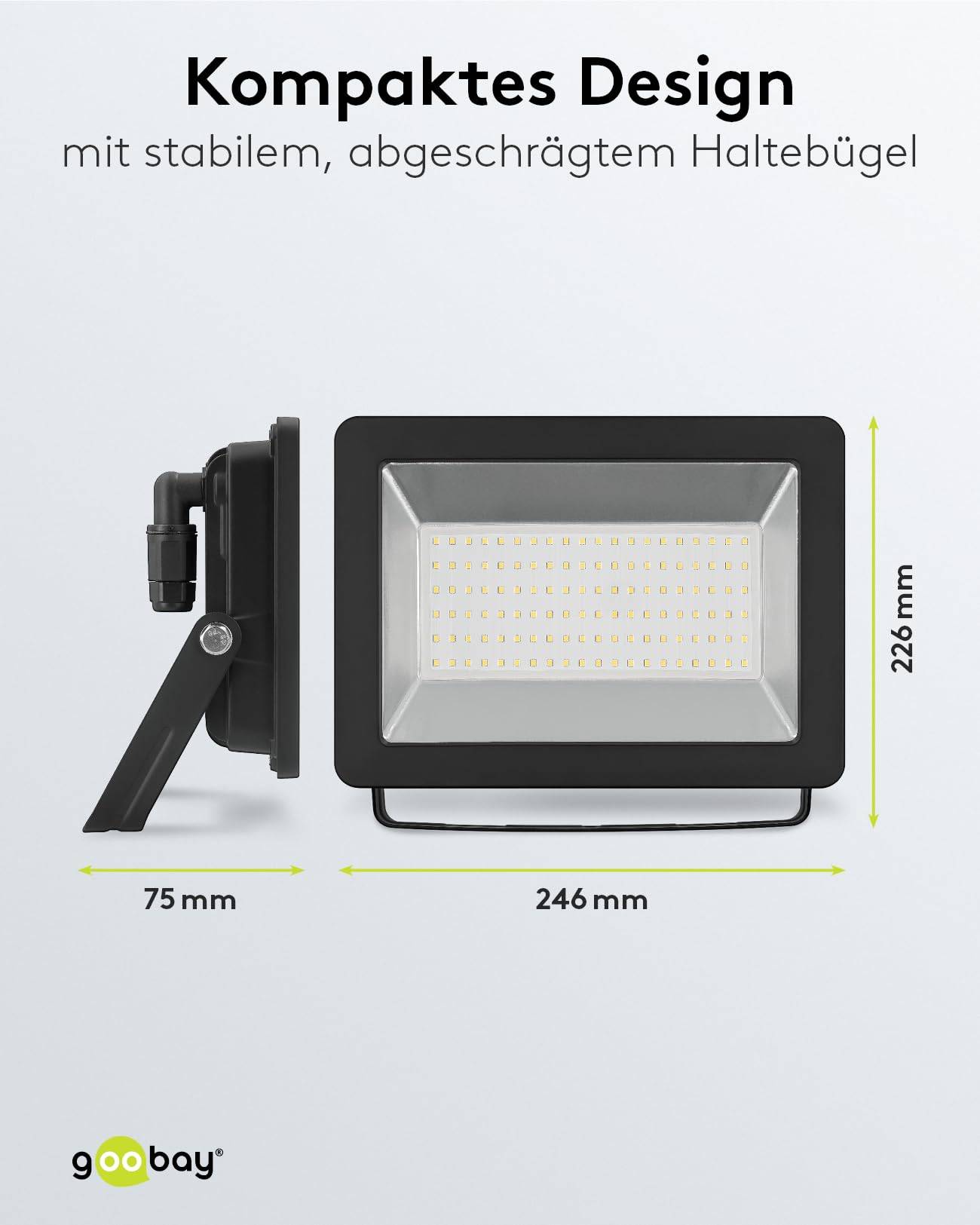 Goobay 53876 LED Strahler Außen 100W Außenstrahler 8500lm / Scheinwerfer Wandmontage Fluter / Gartenstrahler / Schwarz-2