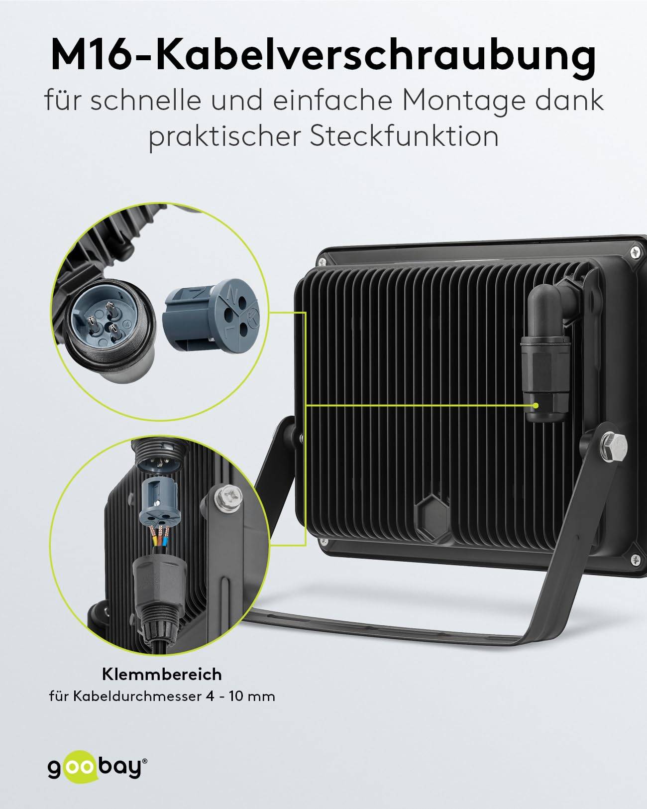Goobay 53876 LED Strahler Außen 100W Außenstrahler 8500lm / Scheinwerfer Wandmontage Fluter / Gartenstrahler / Schwarz-4