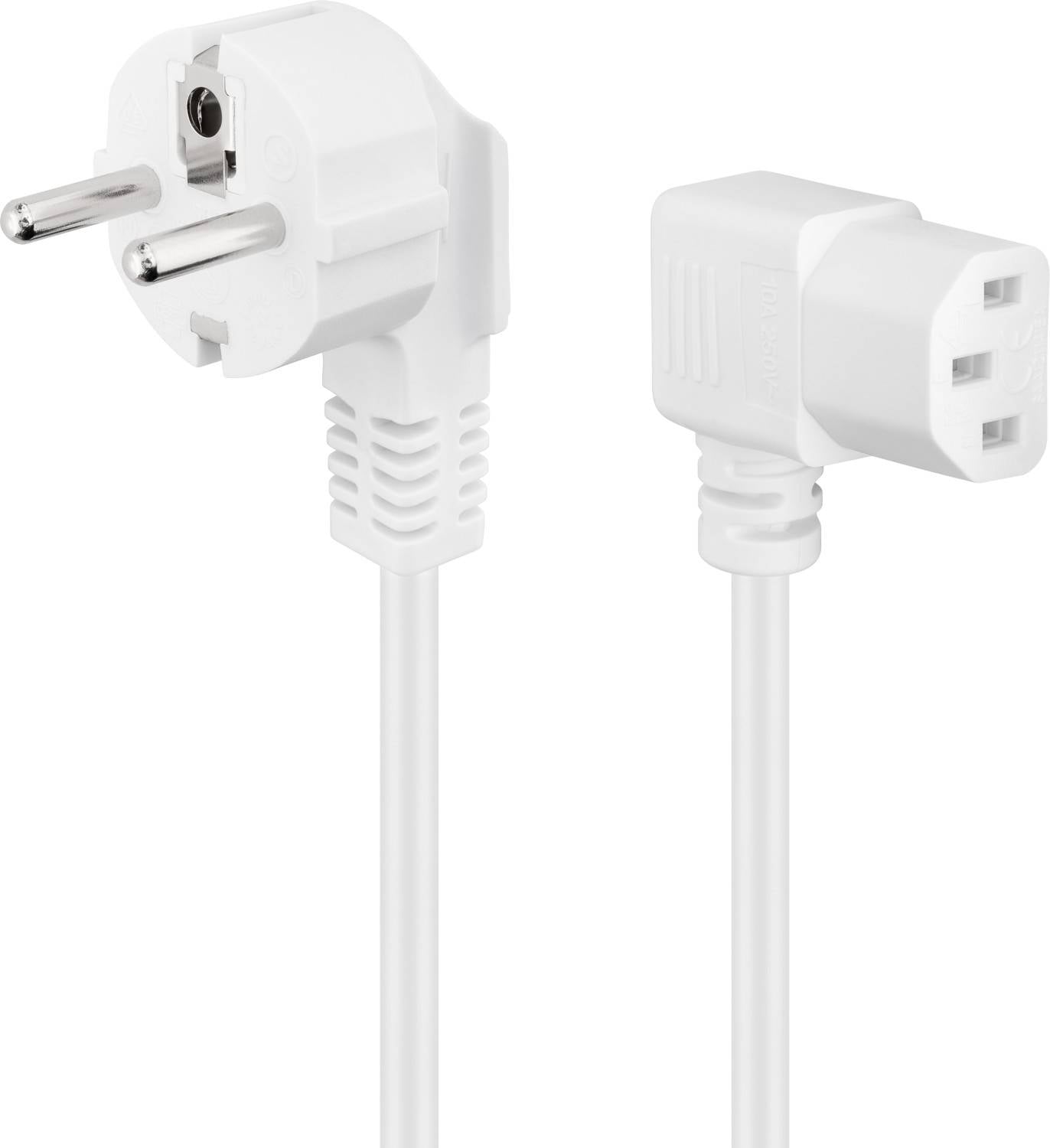 Goobay 95424 Kaltgerätekabel mit abgewinkelter C13 Buchse & Schutzkontaktstecker, Stromkabel Netzkabel, Weiß, 2.00 m-0