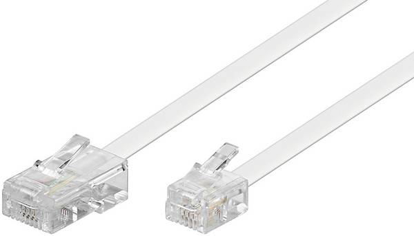 Goobay 93061 Telefonkabel RJ11 Stecker auf RJ45 Stecker Flachkabel für Faxgerät DSL Modem VDSL Router ISDN Weiß 3m
