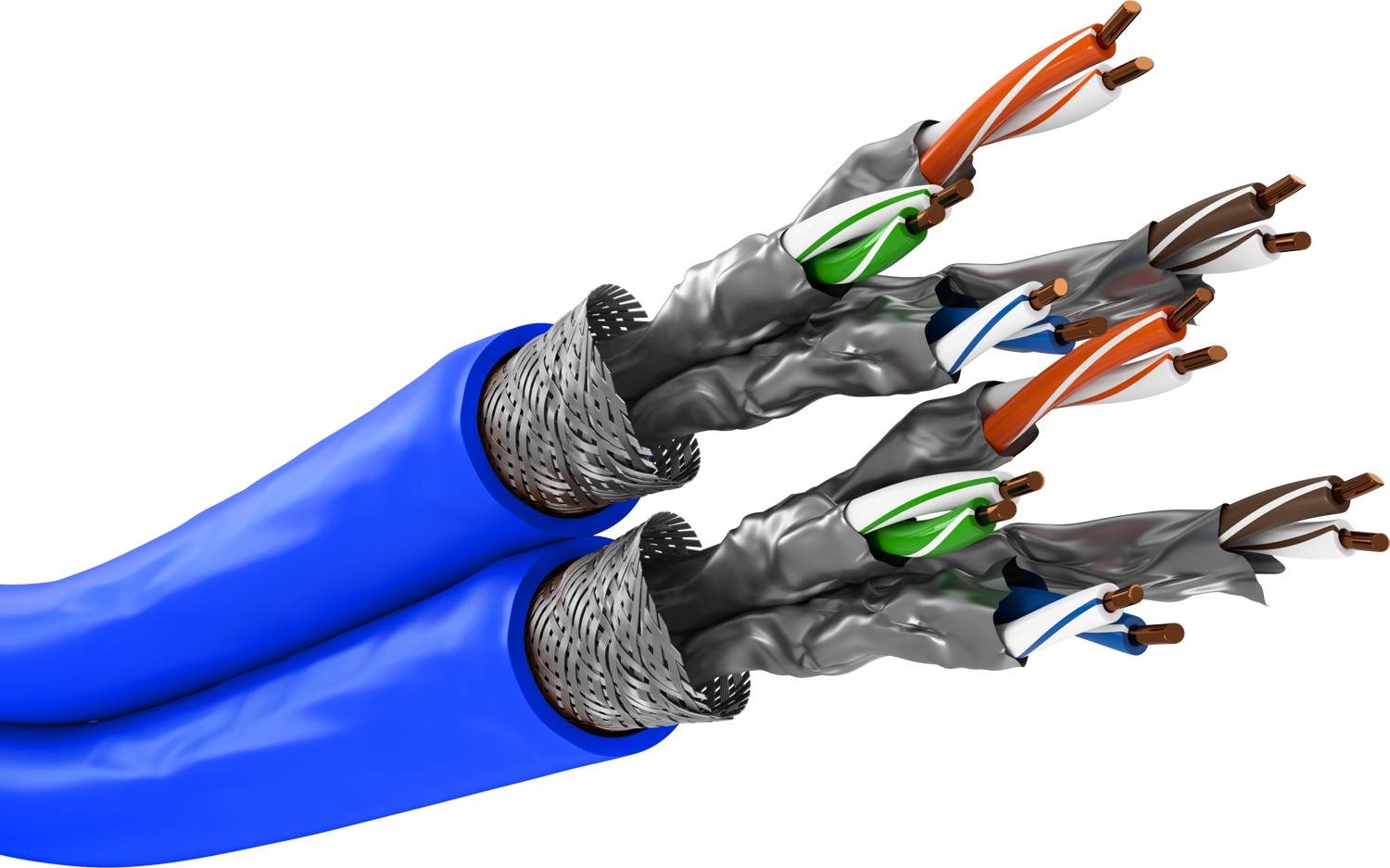 Goobay 91896 CAT 7A+ Duplex Netzwerkkabel S/FTP PiMF / Kupfer / 1200 MHz LAN Ethernet Kabel halogenfrei / Blau / 100m-0