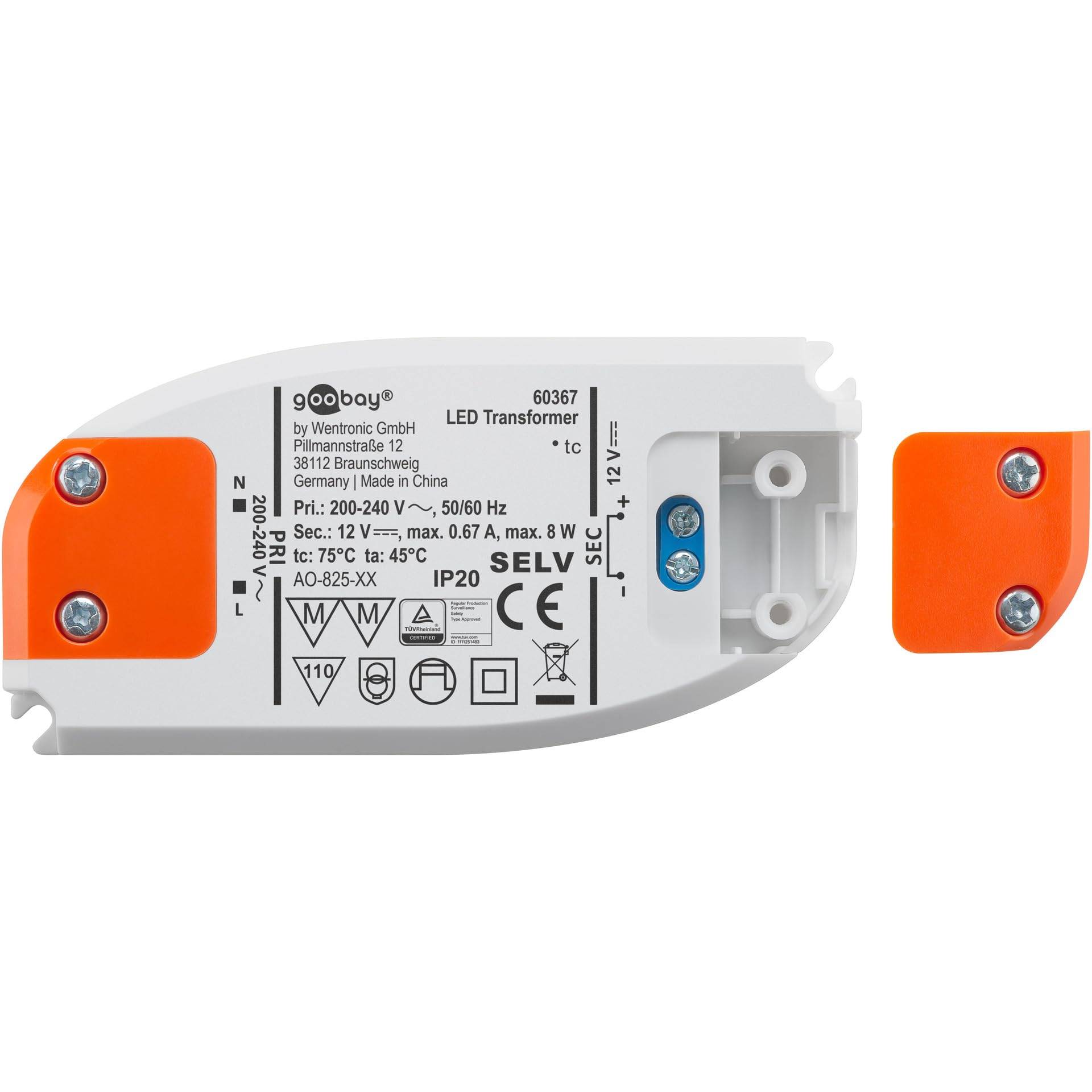 Goobay 60367 LED Trafo 230 V auf 12 V Gleichspannung (DC) für 8W LED Beleuchtung LED Treiber Konstantstromquelle-1