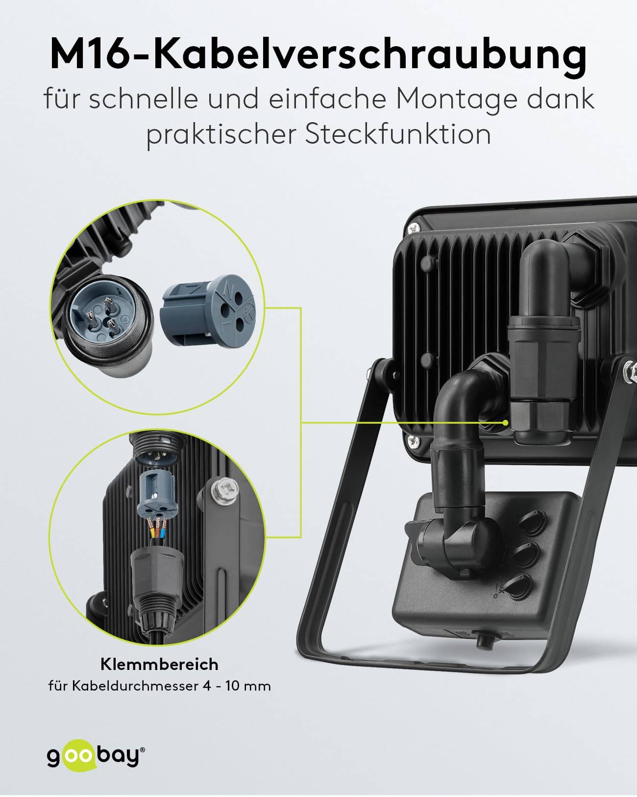 Goobay 53879 LED Außenstrahler Bewegungsmelder 20W / PIR Sensor / 1700lm Neutralweiß Scheinwerfer Außenleuchte / Schwarz-5