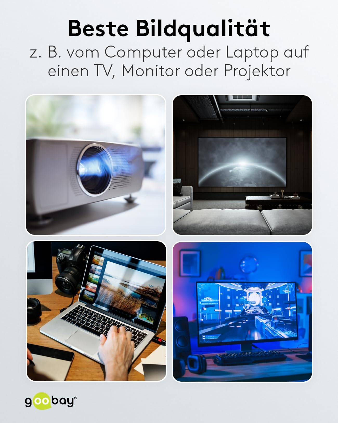 Goobay 64836 DisplayPort auf HDMI Kabel UHD 4K @ 30 Hz Adapterkabel DP Stecker Monitorkabel Bildschirmkabel Schwarz 2m-4