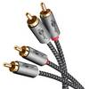 Goobay Plus 65291 Stereo Cinchkabel 2x Cinch-Stecker auf 2x Cinchstecker / Audiokabel Textilkabel Shark Skin Grau / 0,5m