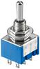 Goobay 10023 Mini Kippschalter 250 V/AC 3 A, Gehäuse blau, Schalter 2x EIN/AUS/EIN rastend 6 Pin Lötösen Modellbau & DIY