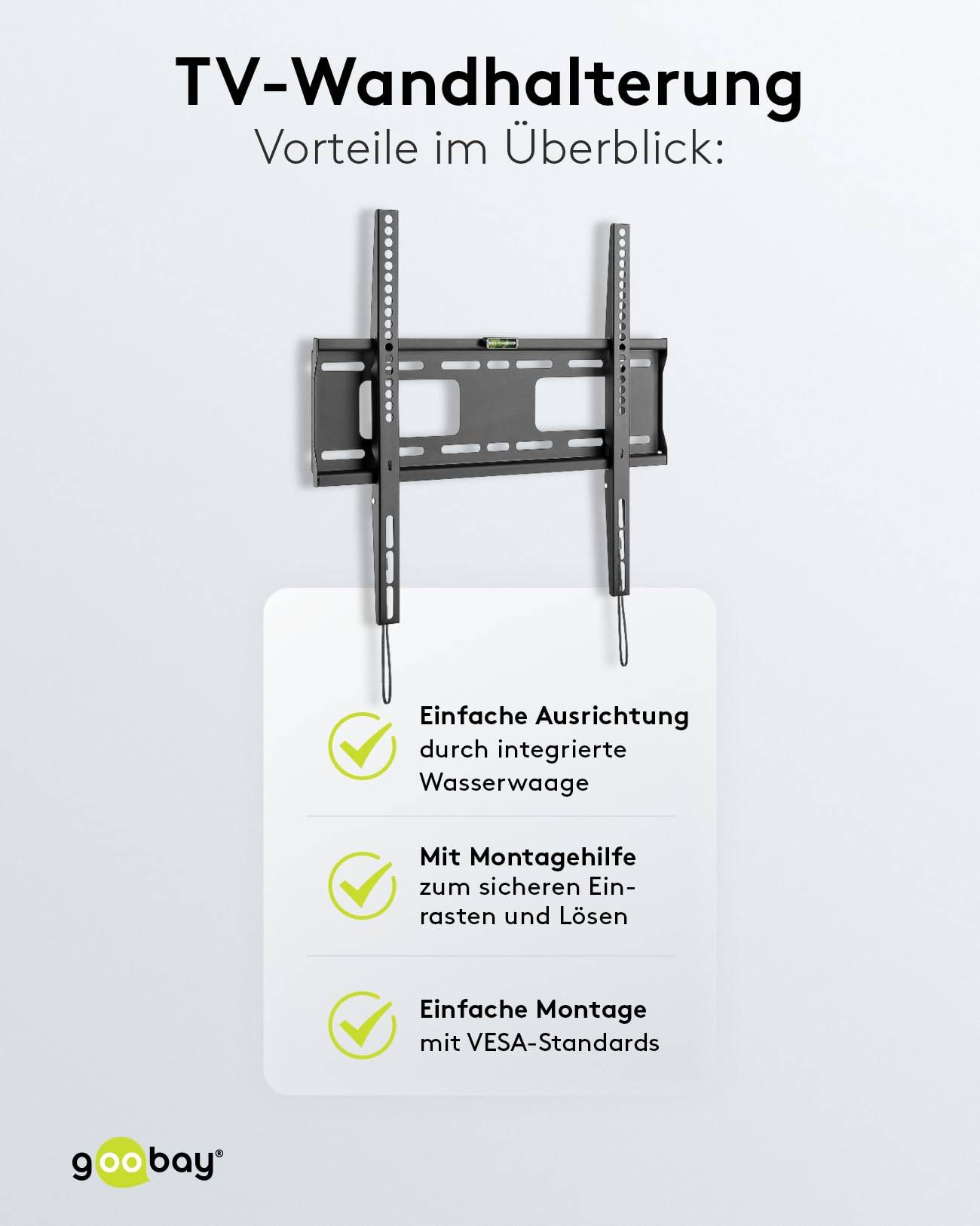 Goobay 49890 TV-Wandhalterung Pro FIXED 81 cm (32") - 140 cm (55") extrem flache Fernsehhalterung, VESA 400x400, 50 kg-5