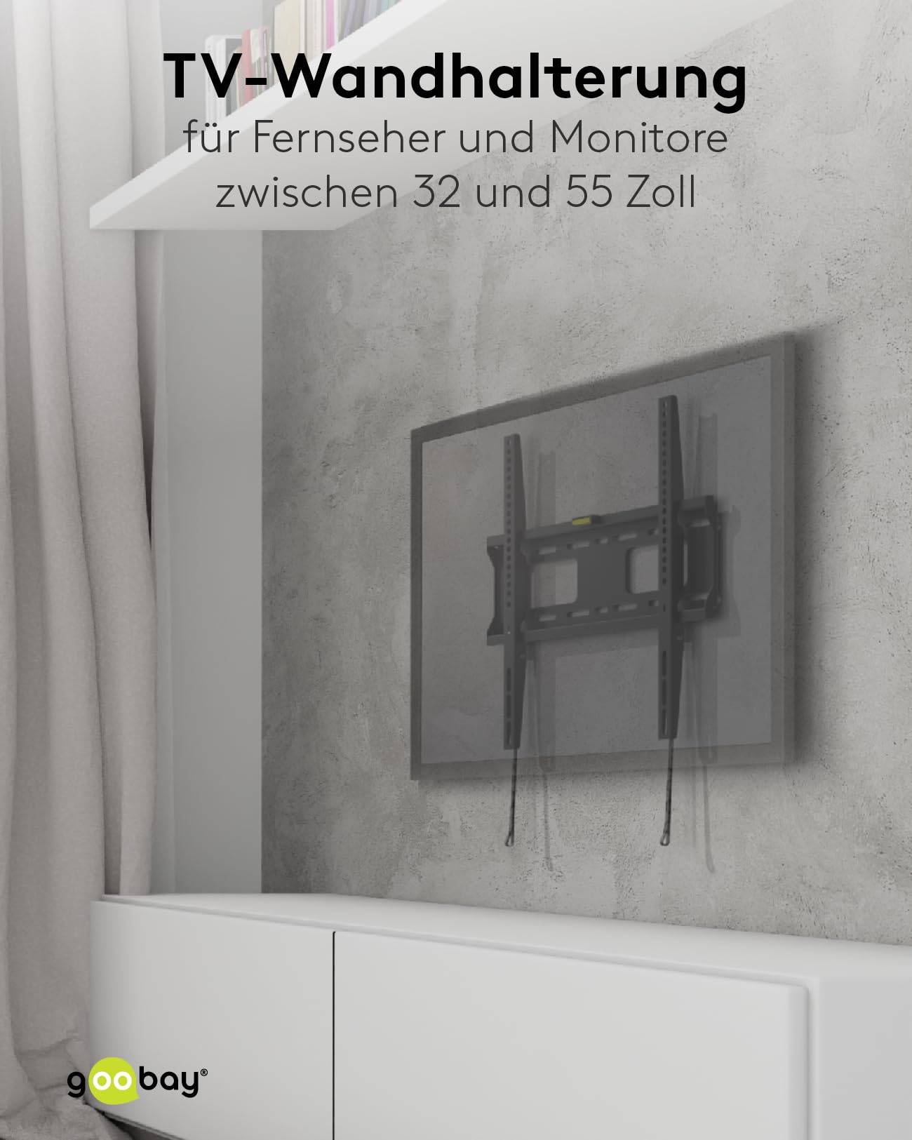 Goobay 49890 TV-Wandhalterung Pro FIXED 81 cm (32") - 140 cm (55") extrem flache Fernsehhalterung, VESA 400x400, 50 kg-6