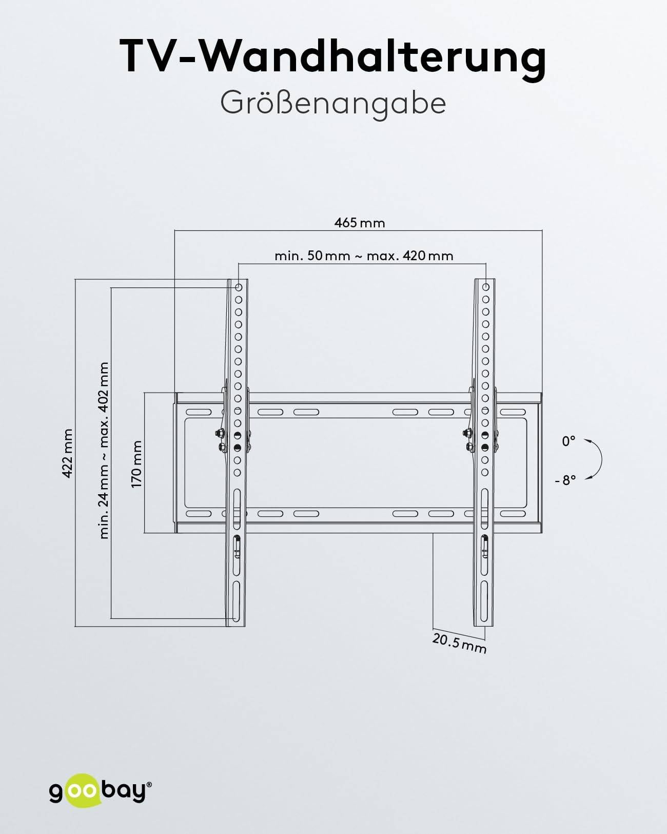 Goobay 49731 TV-Wandhalterung Basic TILT 81 cm (32") - 140 cm (55") neigbar, flache Fernsehhalterung VESA 400×400, 35 kg-2
