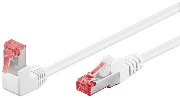 Goobay 51554 CAT 6 Netzwerkkabel S/FTP 90 Grad RJ45 Netzwerkstecker / LSZH Mantel / Kupfer LAN Kabel / Weiß / 10m