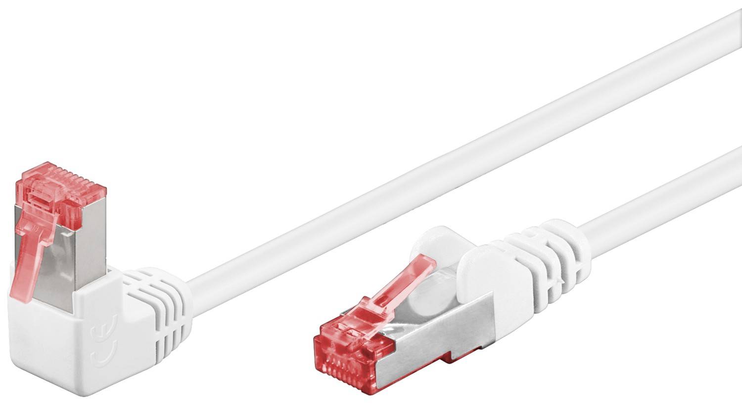 Goobay 51554 CAT 6 Netzwerkkabel S/FTP 90 Grad RJ45 Netzwerkstecker / LSZH Mantel / Kupfer LAN Kabel / Weiß / 10m-0