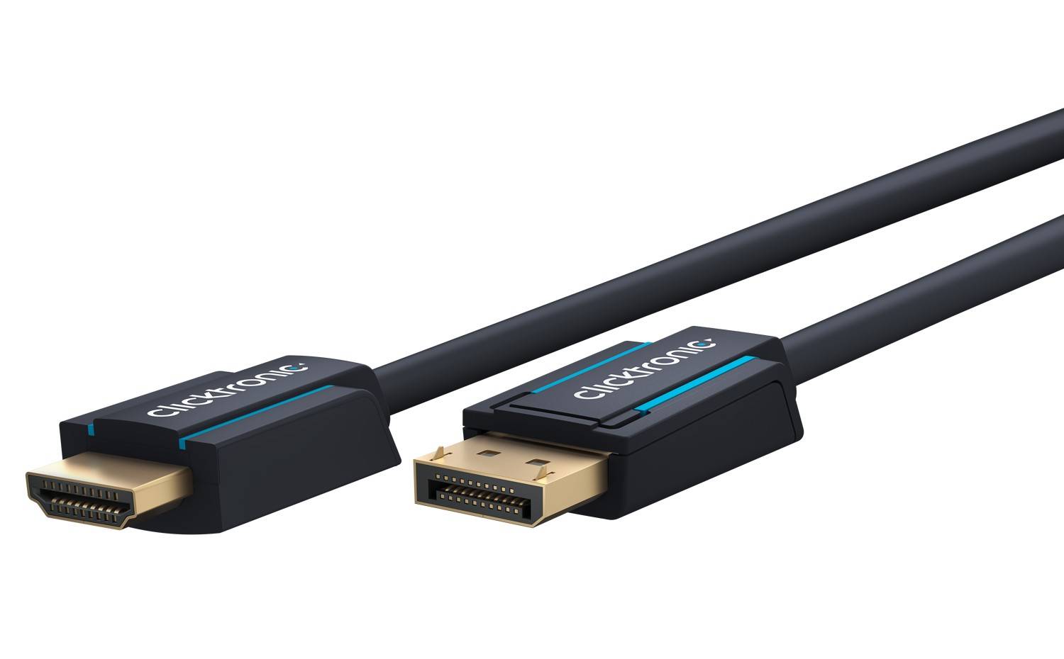 Clicktronic 44924 Aktives DisplayPort auf HDMI Adapterkabel 4K @ 60 Hz Monitorkabel DP Stecker Bildschirmkabel Grau 2m-0