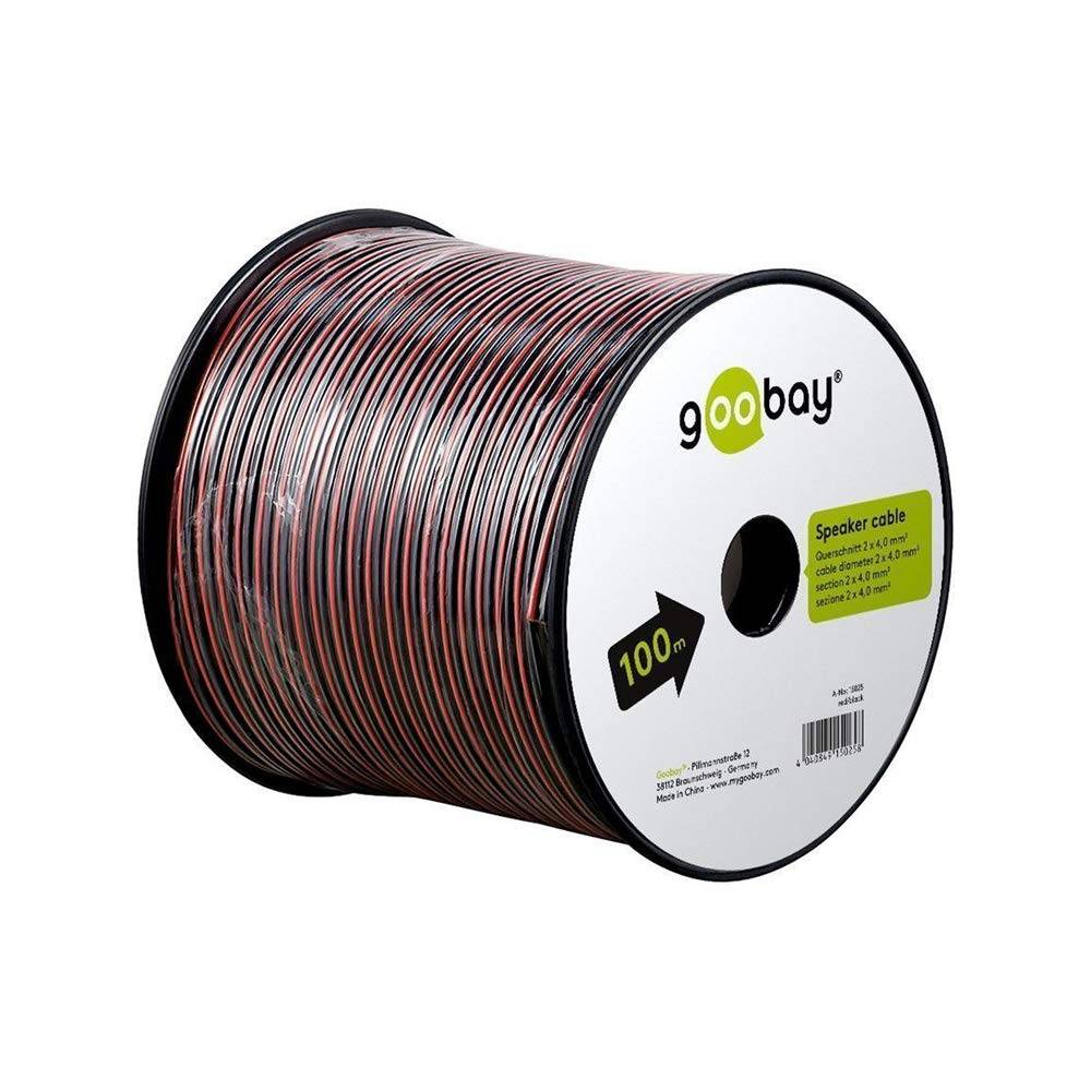 Goobay 15025 Lautsprecherkabel 2x 4mm² CCA Litze / Audiokabel Boxenkabel Litzenkabel Subwoofer Kabel Rot Schwarz / 100m-1