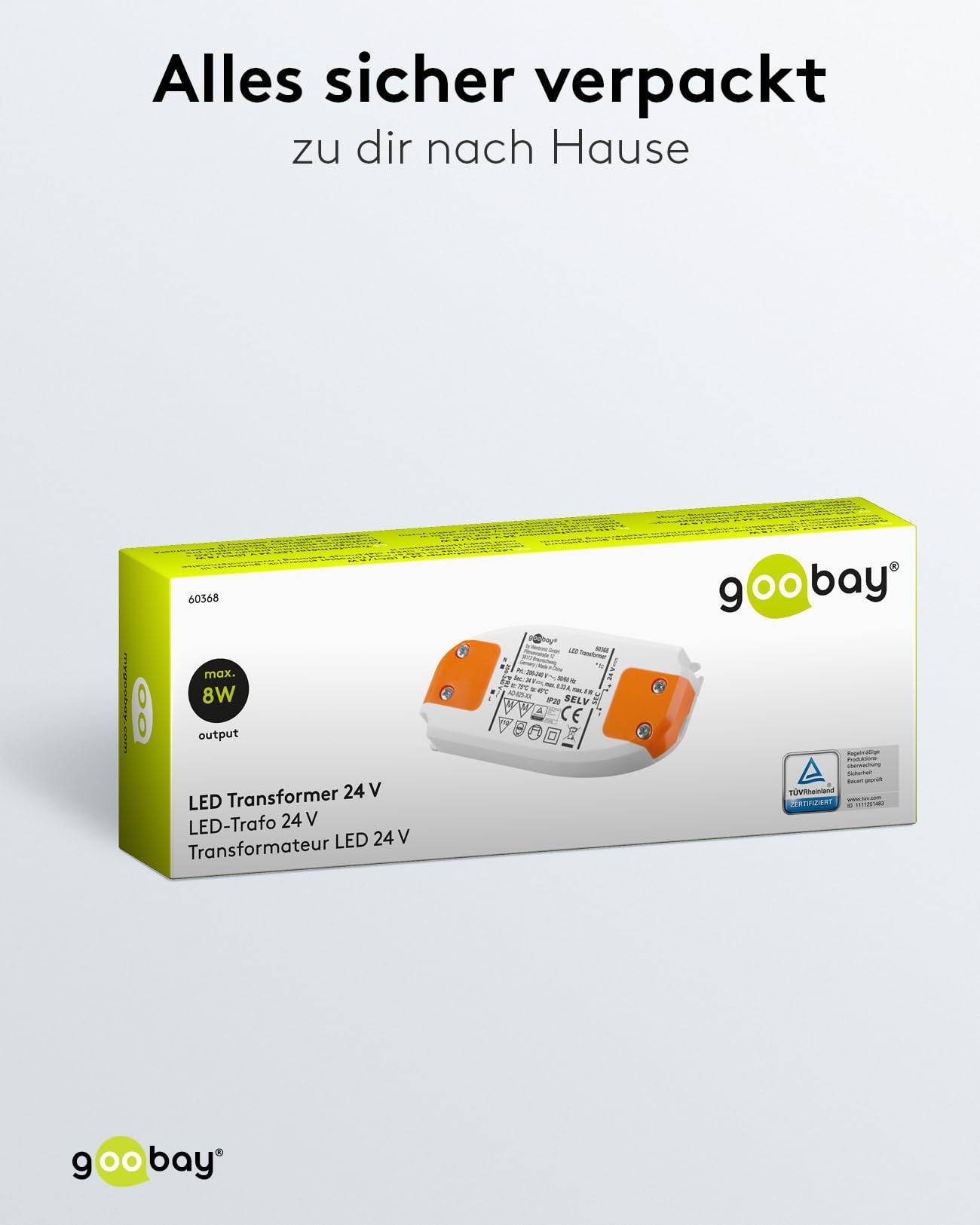 Goobay 60368 LED Trafo 230 V auf 24 V Gleichspannung (DC) für 8W LED Beleuchtung LED Treiber Konstantstromquelle-5