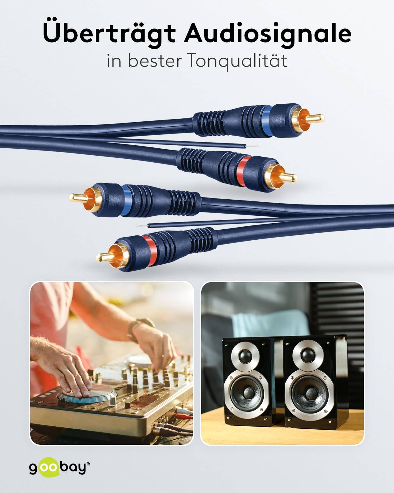 Goobay 50175 Car Cinchkabel / 2x Cinch-Stecker auf 2x Cinchstecker Stereo / RCA Kabel Subwoofer Kabel Cinch 5m / Blau-4