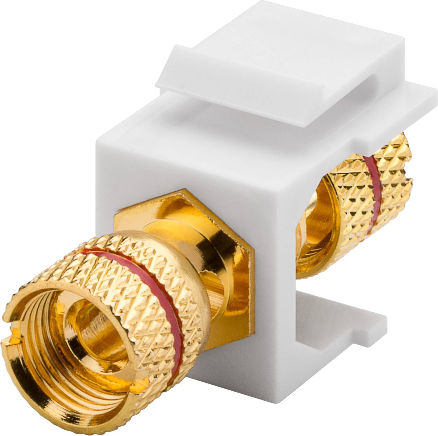 Goobay 79484 Keystone Modul Lautsprecher Polklemme auf Gewinde-Buchse / Bananenbuchse für Lautsprecherkabel / Rot-0