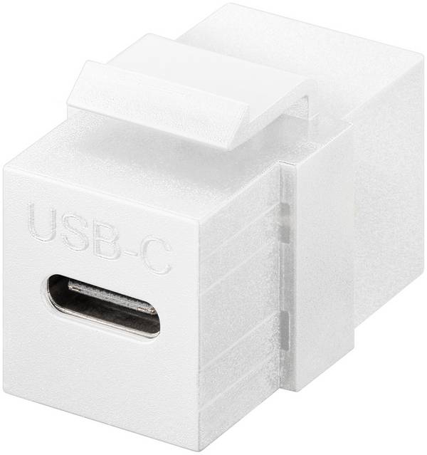 Goobay 61262 Keystone Modul USB C Kupplung 100W / 2x USB-C 3.2 Gen 2 Buchse / 10 Gbits USB Kabel Verlängerung / Weiß
