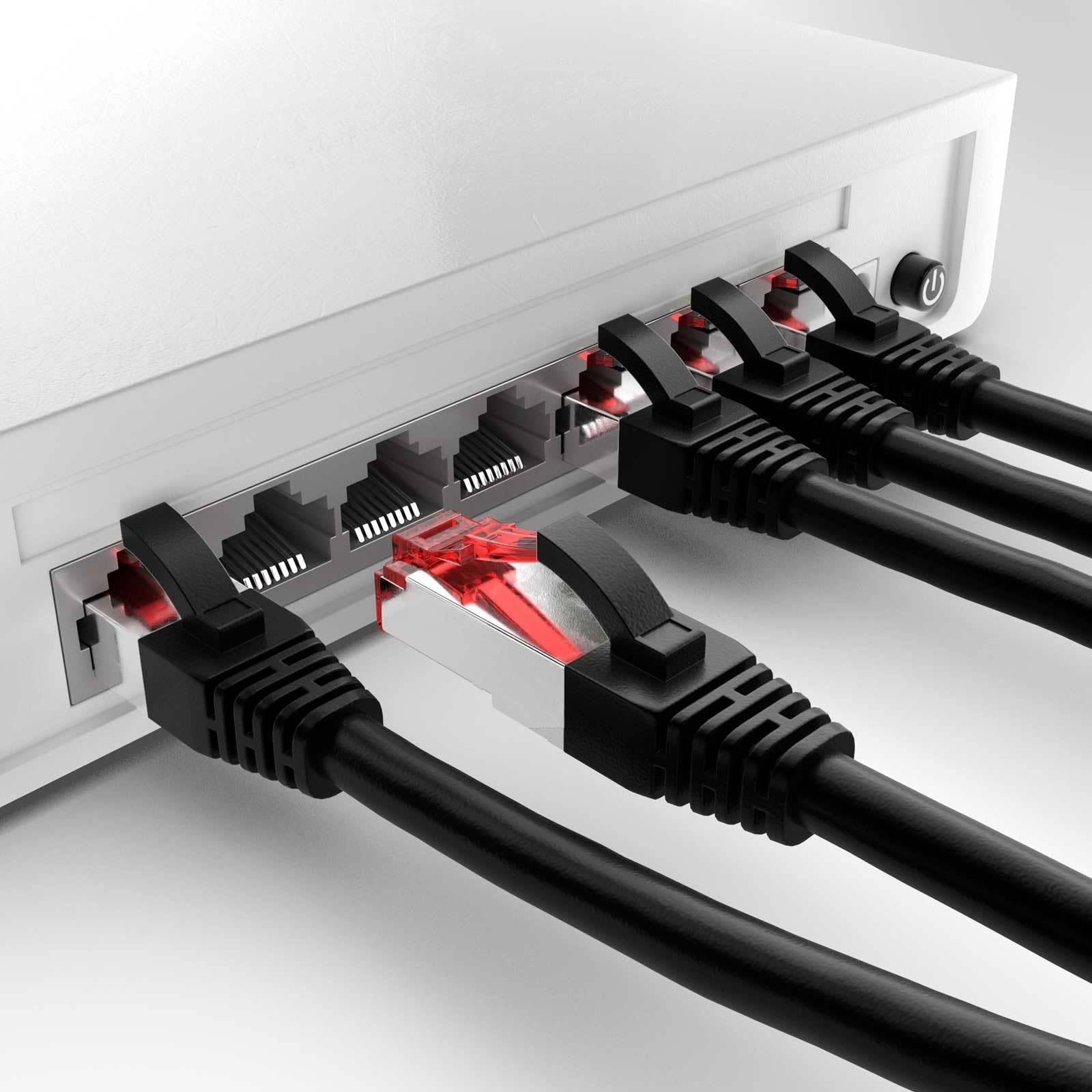 Goobay 68698 CAT 6 Netzwerkkabel RJ45 Stecker Kupferleiter halogenfrei Ethernet LAN Kabel S/FTP Schirmung Schwarz 3.00 m-2