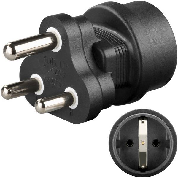 Goobay 95412 Reiseadapter Südafrika Reisestecker Steckdose Schutzkontaktbuchse zu Südafrika Stecker Typ M Travel Adapter