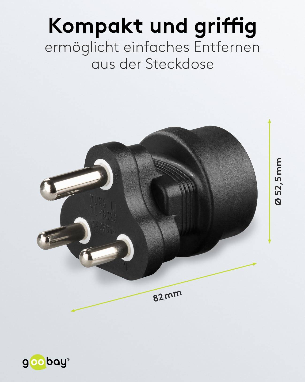 Goobay 95412 Reiseadapter Südafrika Reisestecker Steckdose Schutzkontaktbuchse zu Südafrika Stecker Typ M Travel Adapter-2